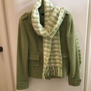 Banana Republic Green Wool Jacket w/Bonus Scarf